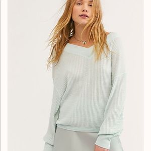 Free People Light green thermal top size medium